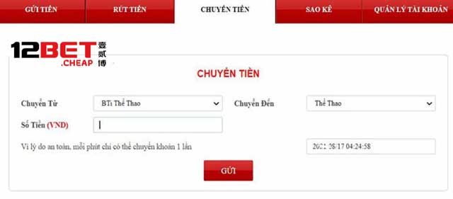 Chuyển số dư từ ví phụ sang ví chính